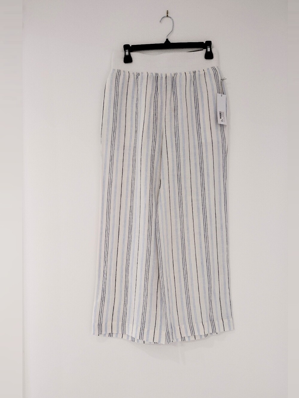 Soft Surroundings Sz PXS Striped White Wide-Leg Pull-On Pants